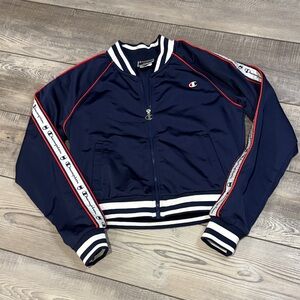 Champion Navy Logo Jacket Cropped EUC Small